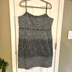 Navy and white patterned dress